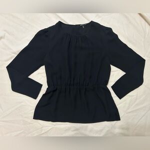 THEORY Black Jethra Silk Women's Peplum Top